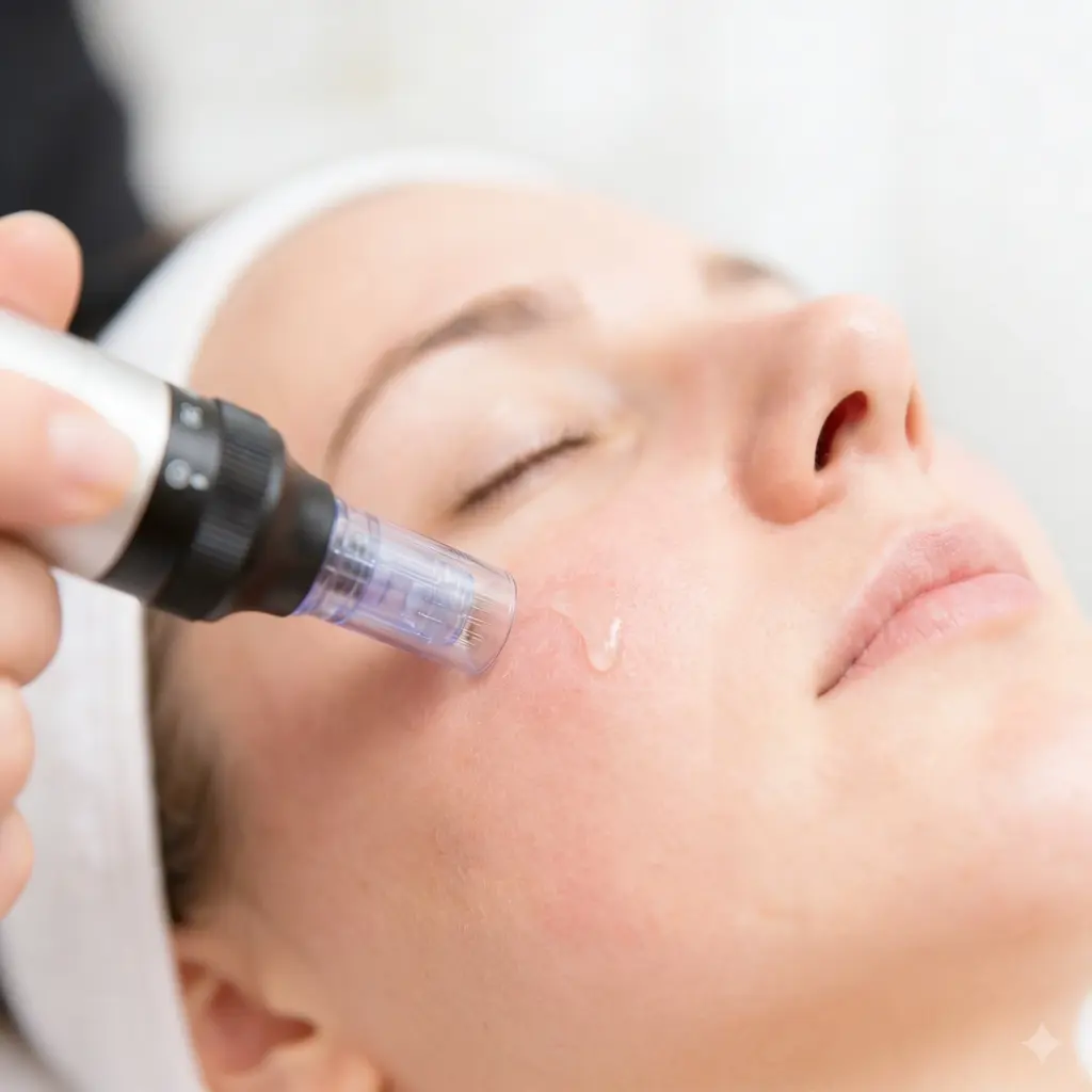 Voor en na resultaat microneedling behandeling acne littekens Zoersel